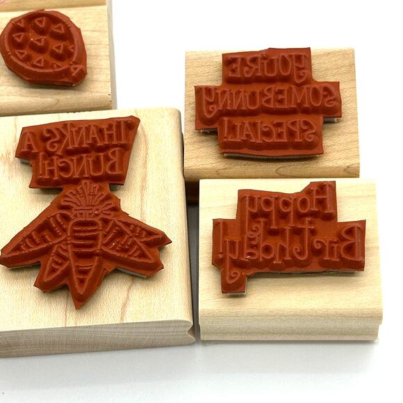 Stampin' Up! Funny Bunny Rubber Stamps Easter Rabbit Carrots Birthday Thanks - Picture 8 of 11